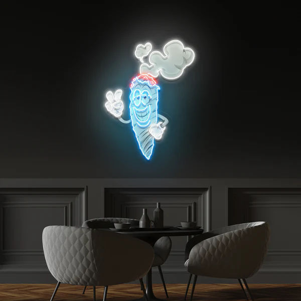 Cartoon Marijuana Joint Artwork Led Neon Sign