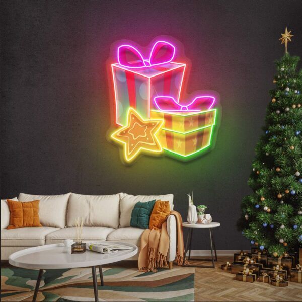 Colorful Christmas Gifts Art work LED Neon Sign